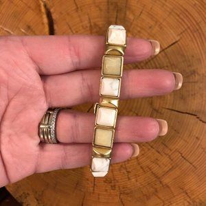 Stella & Dot Sawyer stone stretch bracelet in white and gold